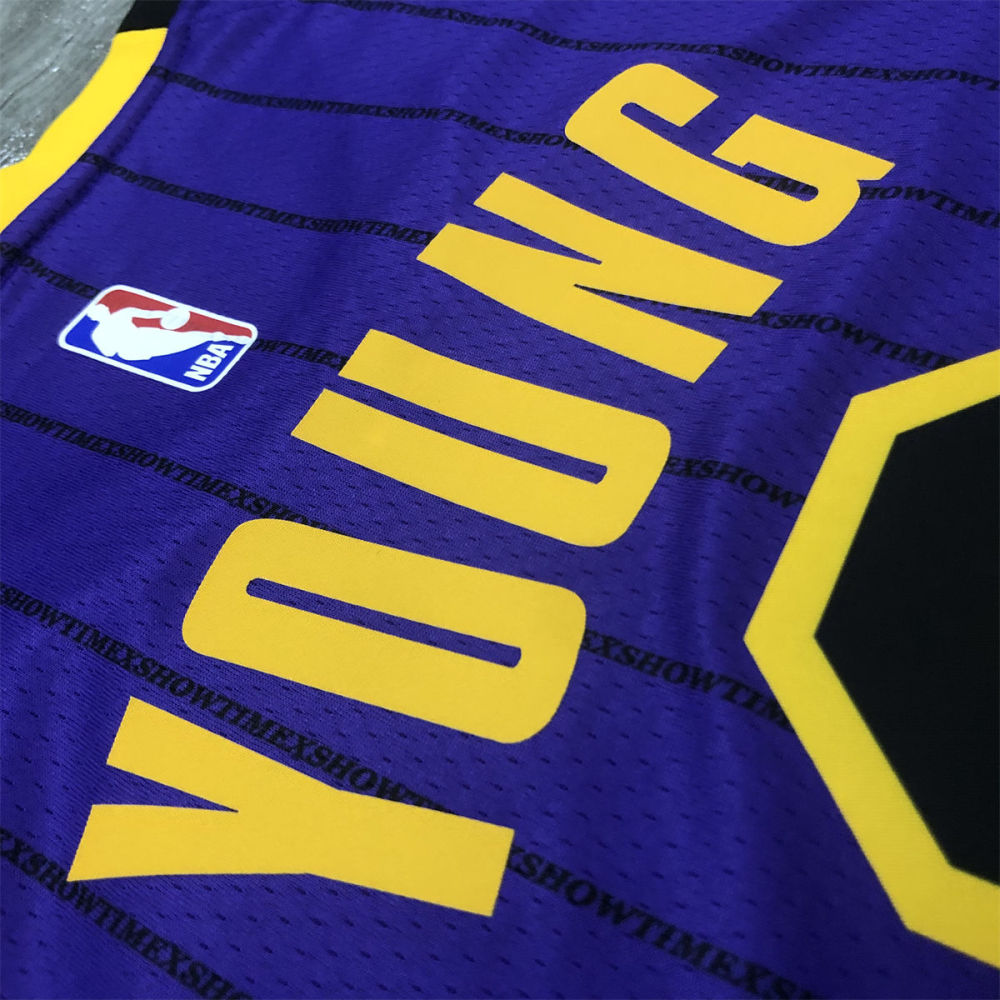 NBA Los Angeles Lakes Round neck Purple Jersey YOUNG#0 S-XXL