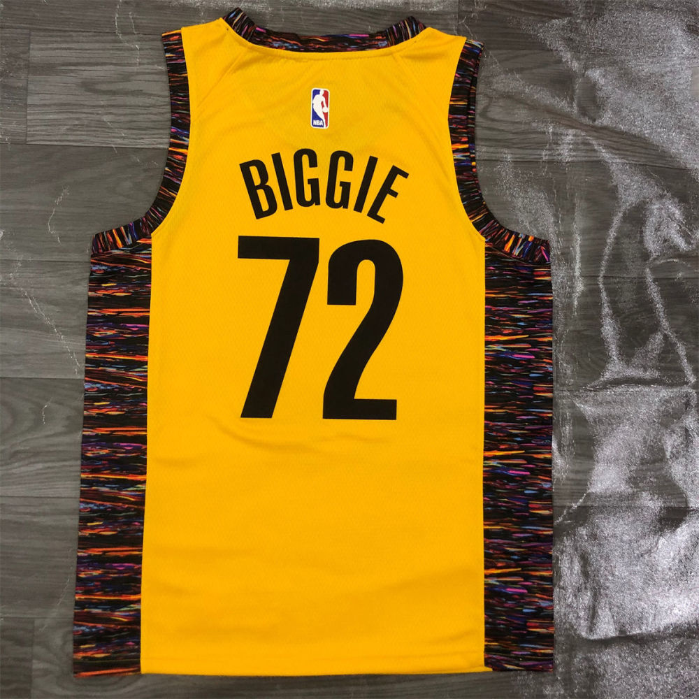 NBA Brooklyn Nets V-Neck Yellow Jersey BIGGIE#72 S-XXL