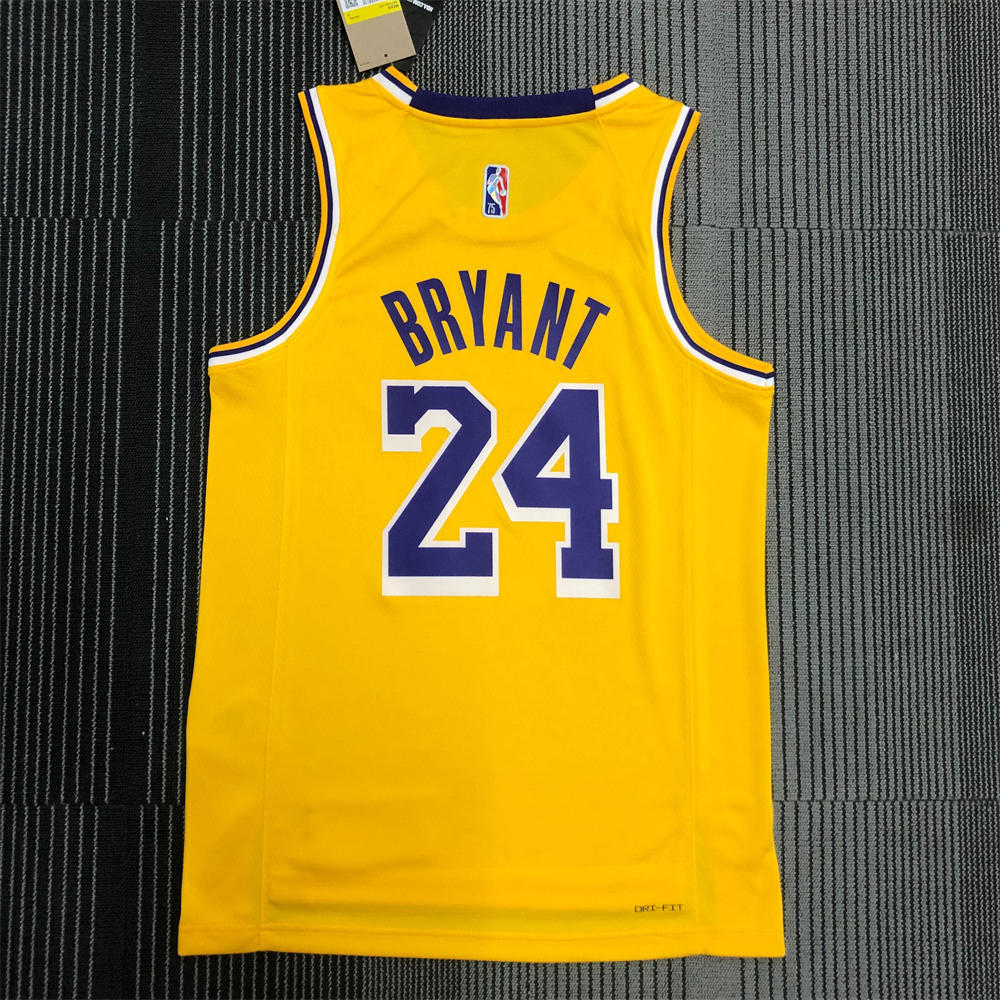 NBA Los Angeles Lakes Round Neck 75th anniversary Golden Jersey BRYANT#24 S-XXL