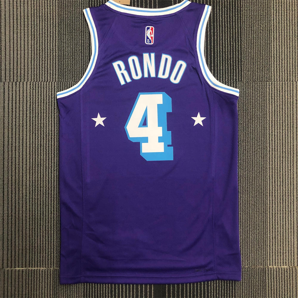 NBA Los Angeles Lakes Round Neck 75th anniversary Purple Jersey RANDO#4 S-XXL