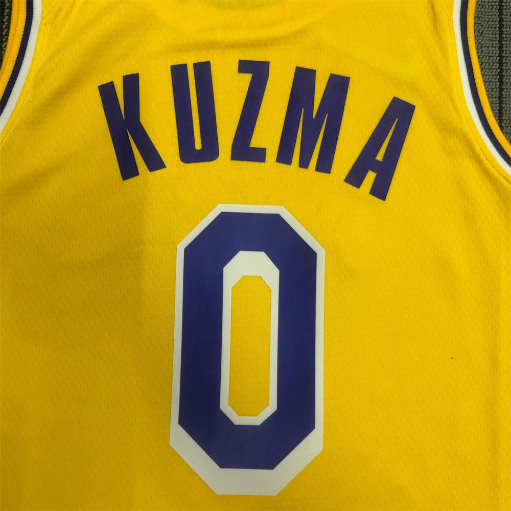 NBA Los Angeles Lakes Round Neck 75th anniversary Golden Jersey KUZMA#0 S-XXL