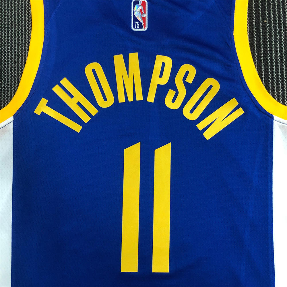 NBA Golden State Warriors V-Neck 75th anniversary Blue Jersey THOMPSON#11 S-XXL