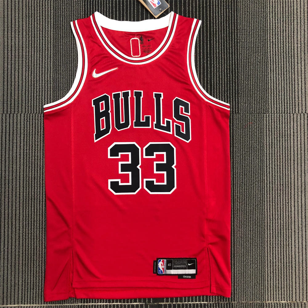 NBA Chicago Bulls Round Neck Red 75th anniversaryJersey PIPPEN#33 S-XXL