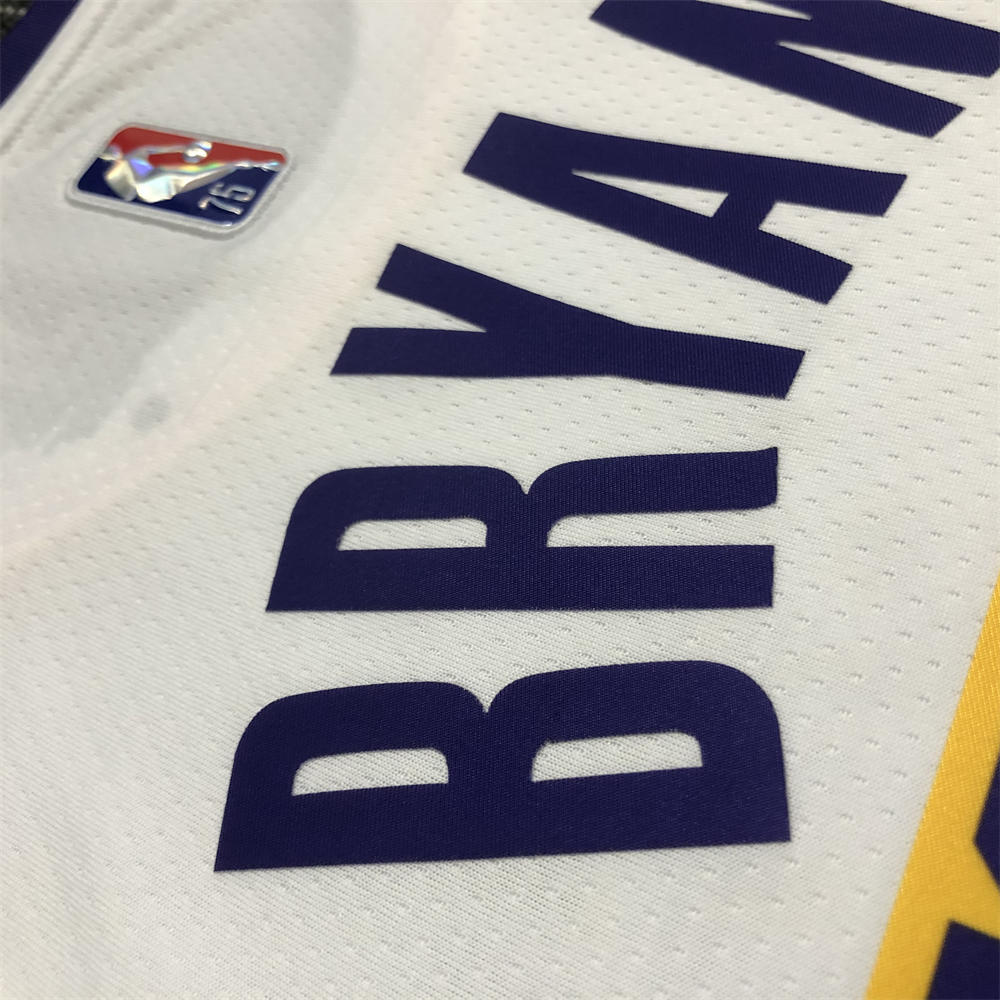 NBA Los Angeles Lakes Round Neck 75th anniversary White Jersey BRYANT#24 S-XXL