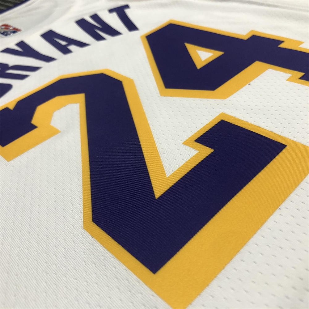 NBA Los Angeles Lakes Round Neck 75th anniversary White Jersey BRYANT#24 S-XXL