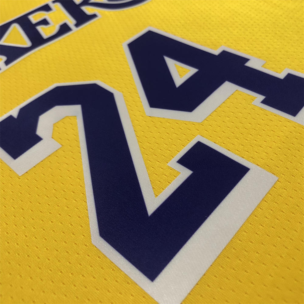 NBA Los Angeles Lakes Round Neck 75th anniversary Golden Jersey BRYANT#24 S-XXL