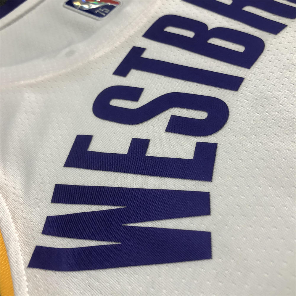 NBA Los Angeles Lakes Round Neck 75th anniversary White Jersey WESTBROOK#0 S-XXL