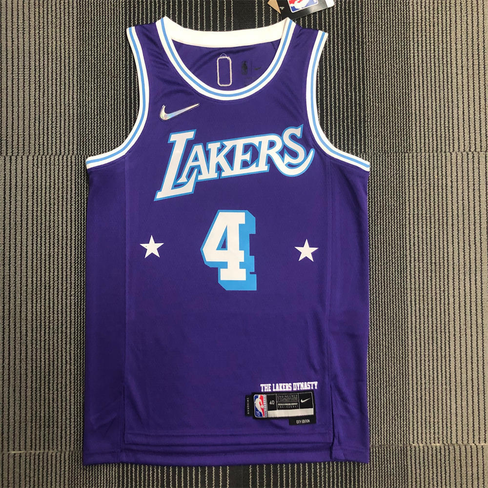 NBA Los Angeles Lakes Round Neck 75th anniversary Purple Jersey RANDO#4 S-XXL