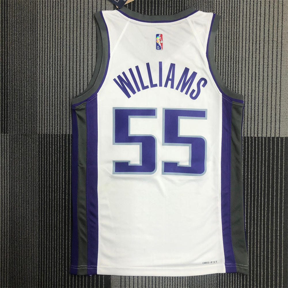 NBA Scaramento Kings V-Neck White 75th Anniversary jersey WILLIAMS#55 S-XXL
