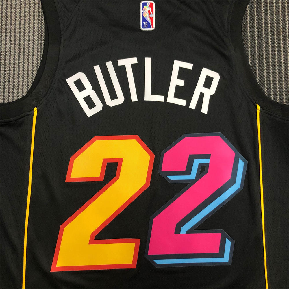 NBA Miami Hearts Round Neck Black 75th Anniversary Jersey BUTLER#22 S-XXL