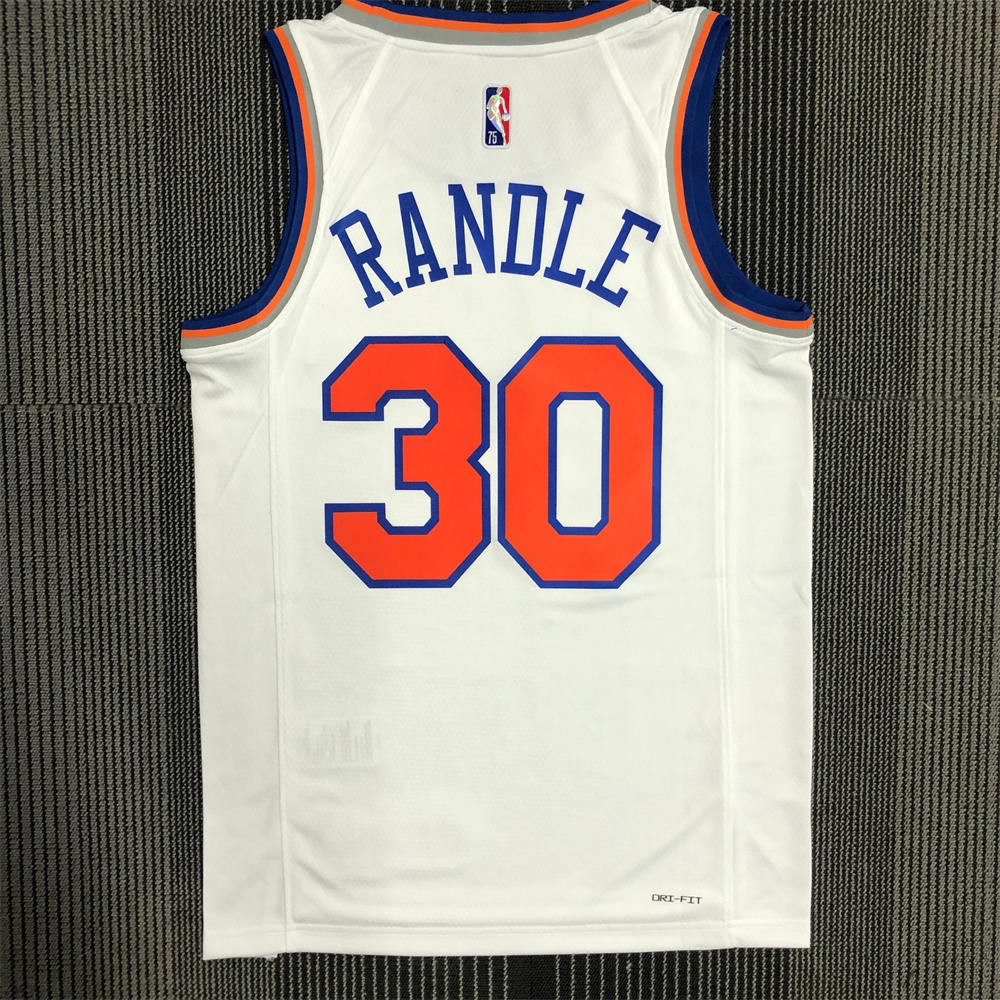 NBA New York Knicks Round Neck White 75th Anniversary jersey RANDLE#30 S-XXL