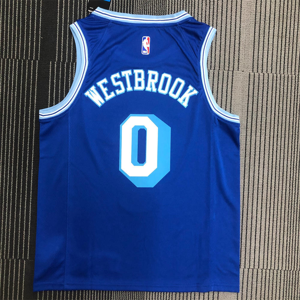 NBA Los Angeles Lakes Round Neck Blue Jersey WESTBROOK#0 S-XXL