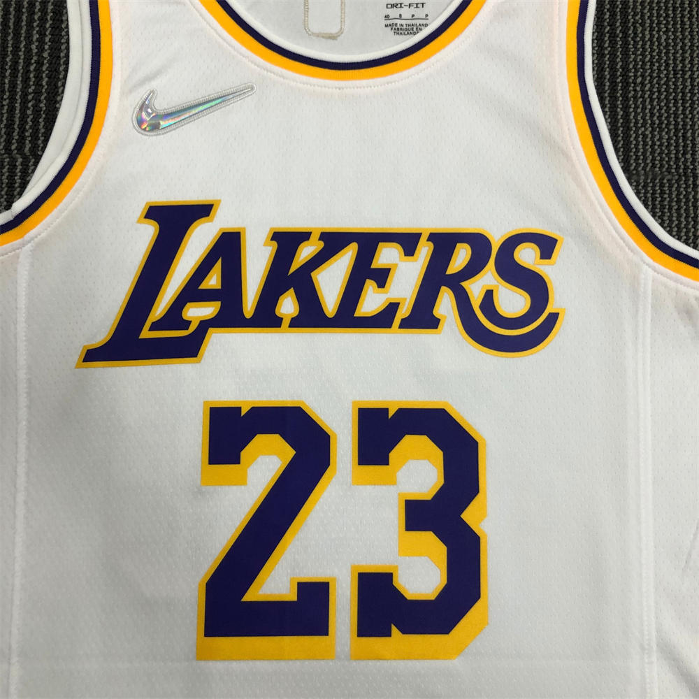 NBA Los Angeles Lakes Round Neck 75th anniversary White Jersey JAMES#23 S-XXL