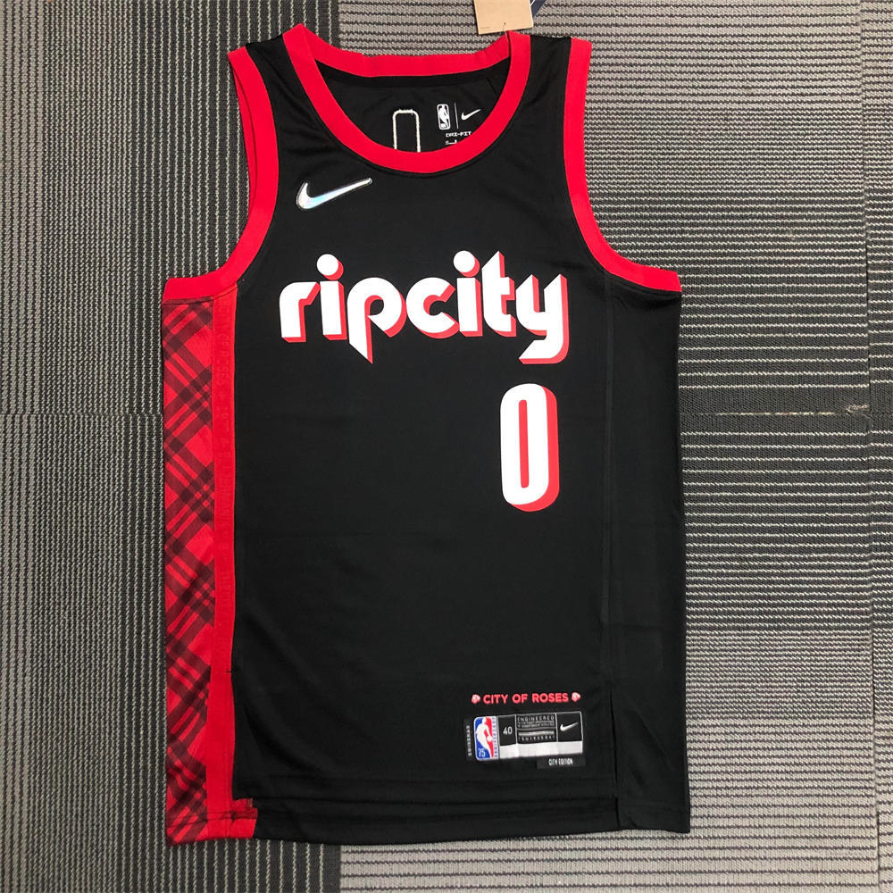 NBA Portland Trail Blazers Round Neck Black Jersey LILLARD#0 S-XXL
