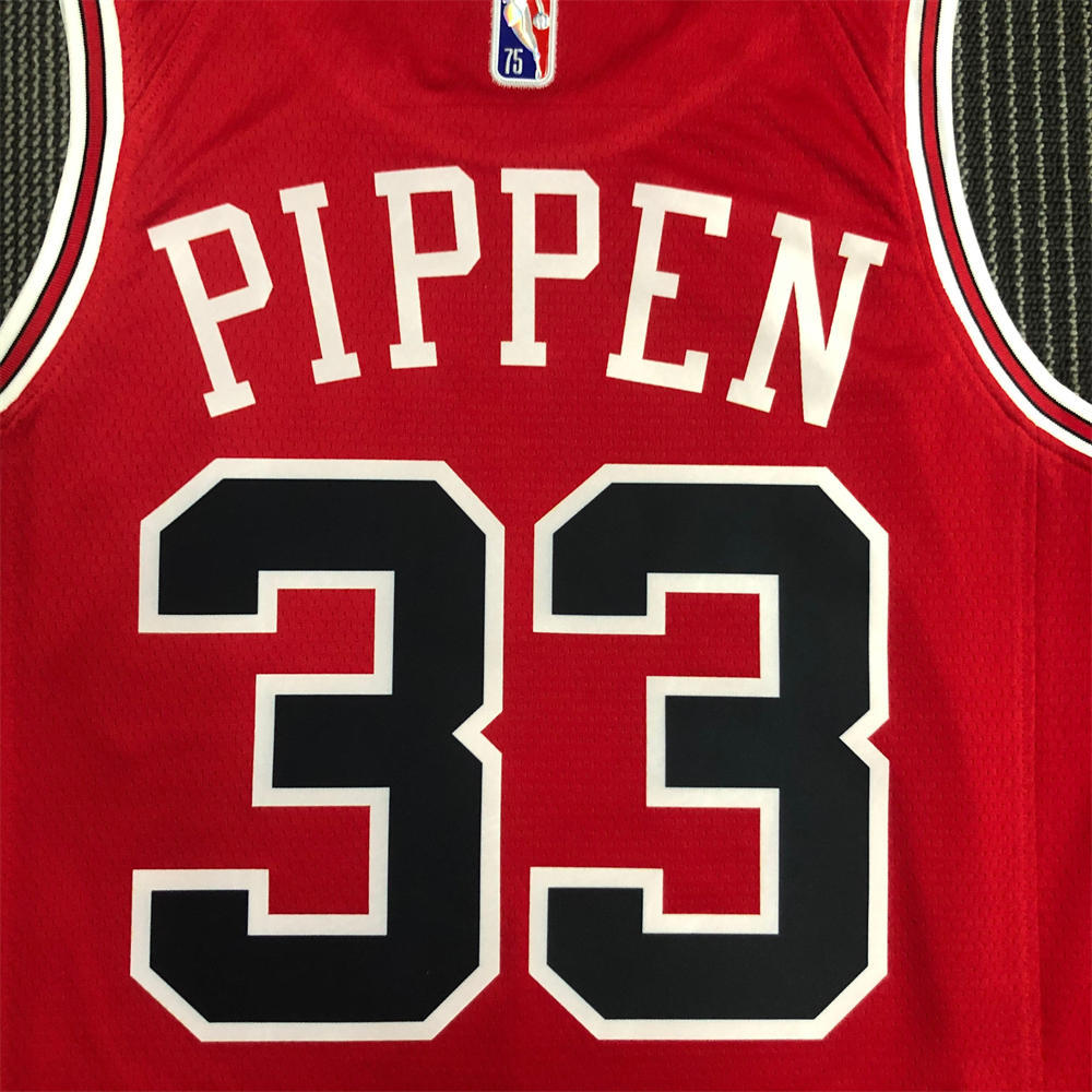 NBA Chicago Bulls Round Neck Red 75th anniversaryJersey PIPPEN#33 S-XXL