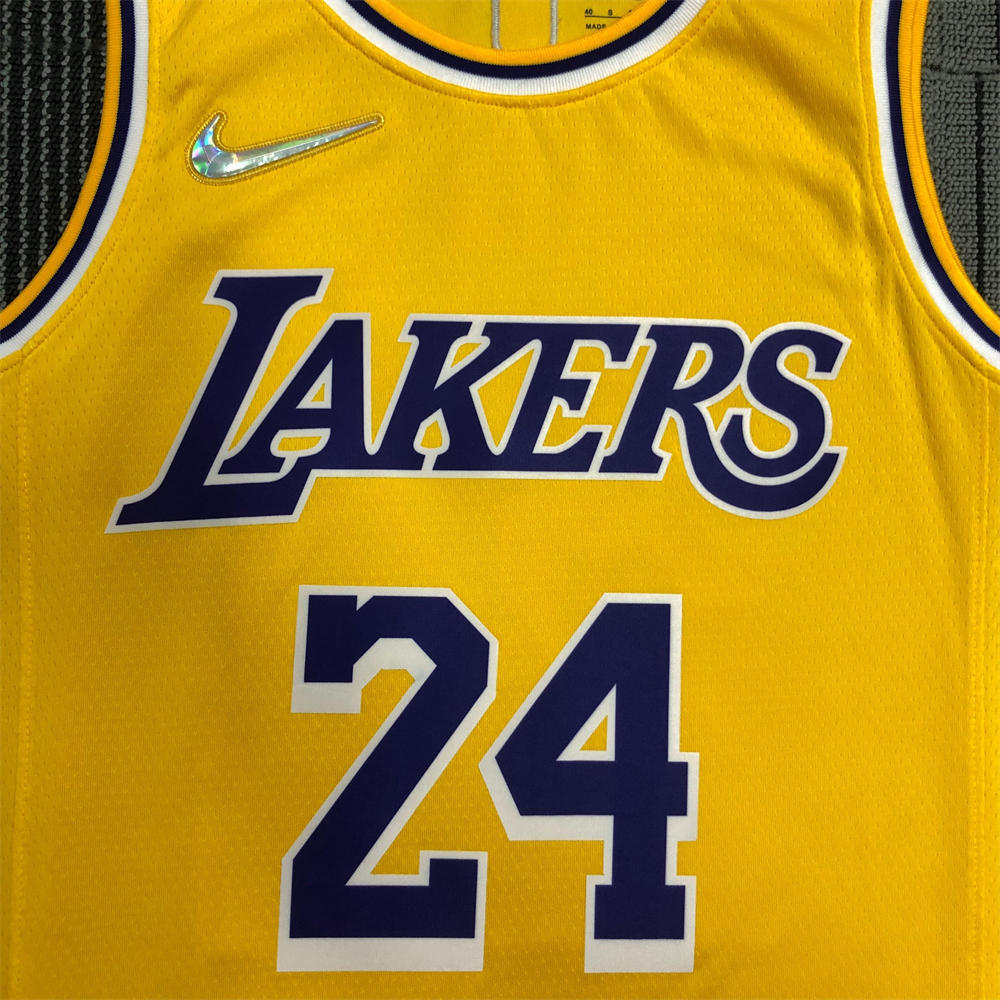 NBA Los Angeles Lakes Round Neck 75th anniversary Golden Jersey BRYANT#24 S-XXL