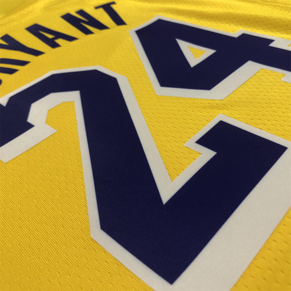 NBA Los Angeles Lakes Round Neck 75th anniversary Golden Jersey BRYANT#24 S-XXL