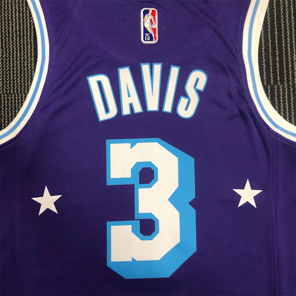 NBA Los Angeles Lakes Round Neck 75th anniversary Purple Jersey DAVIS#3 S-XXL