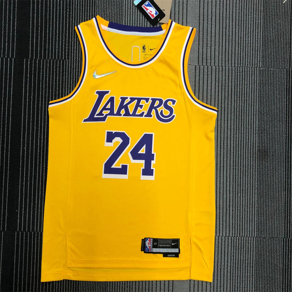 NBA Los Angeles Lakes Round Neck 75th anniversary Golden Jersey BRYANT#24 S-XXL