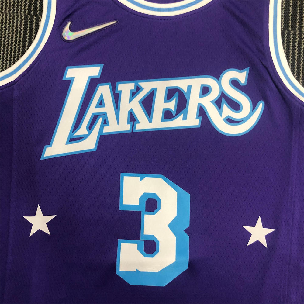 NBA Los Angeles Lakes Round Neck 75th anniversary Purple Jersey DAVIS#3 S-XXL