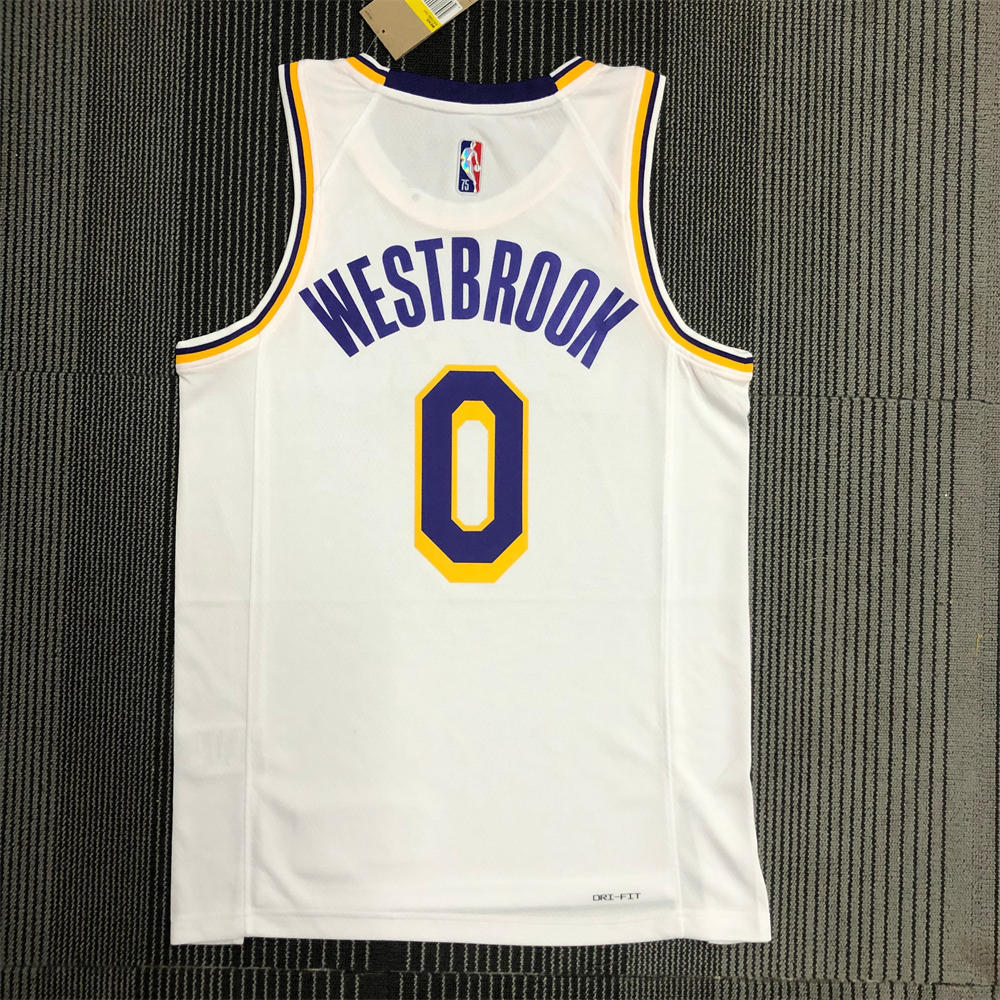 NBA Los Angeles Lakes Round Neck 75th anniversary White Jersey WESTBROOK#0 S-XXL