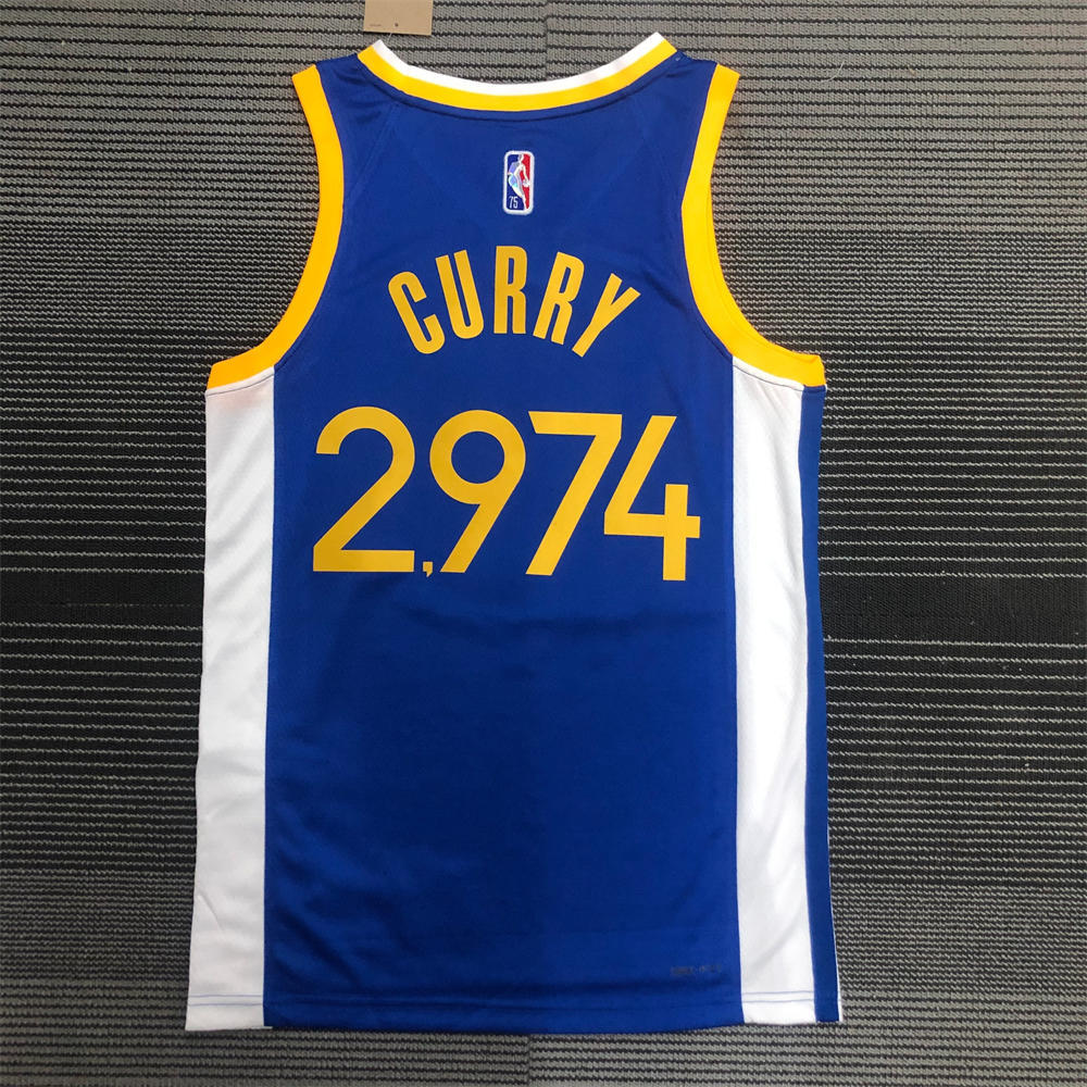 NBA Golden State Warriors V-Neck 75th anniversary Black Jersey CURRY#2974 S-XXL