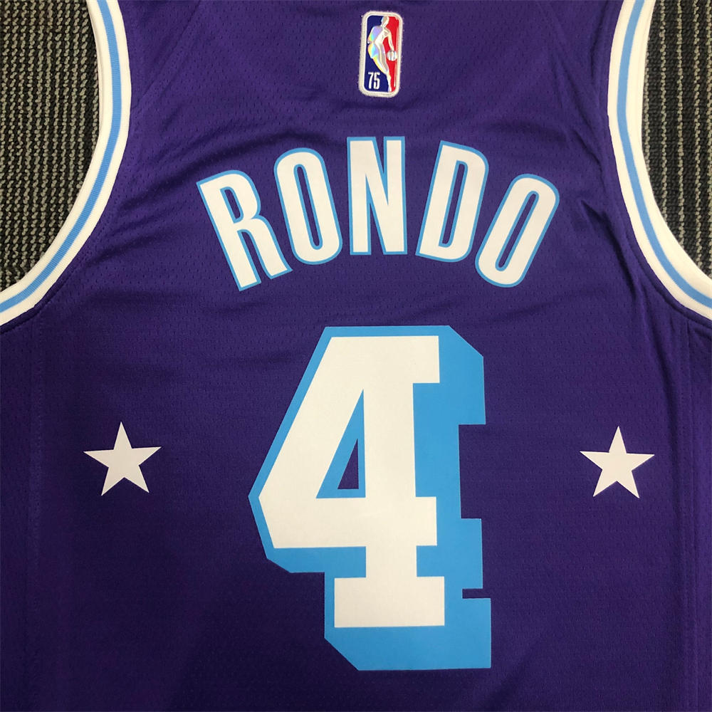 NBA Los Angeles Lakes Round Neck 75th anniversary Purple Jersey RANDO#4 S-XXL
