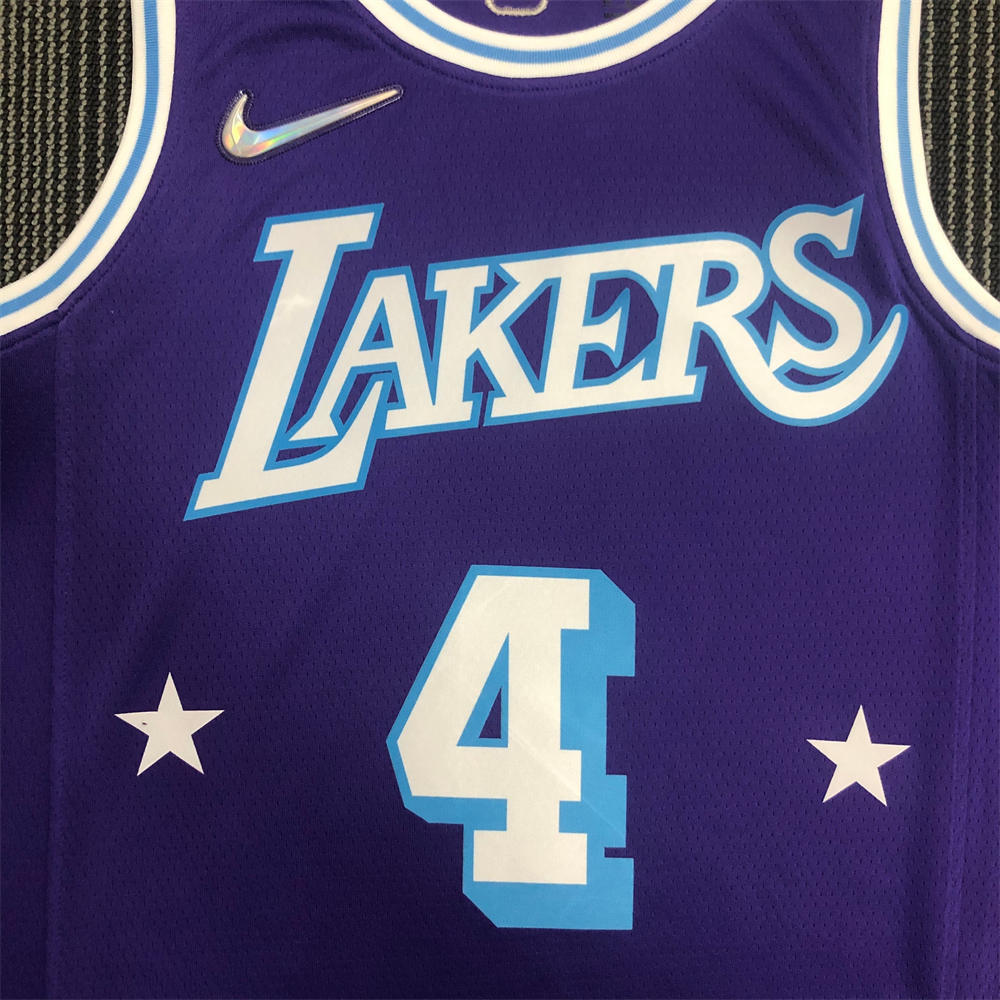 NBA Los Angeles Lakes Round Neck 75th anniversary Purple Jersey RANDO#4 S-XXL