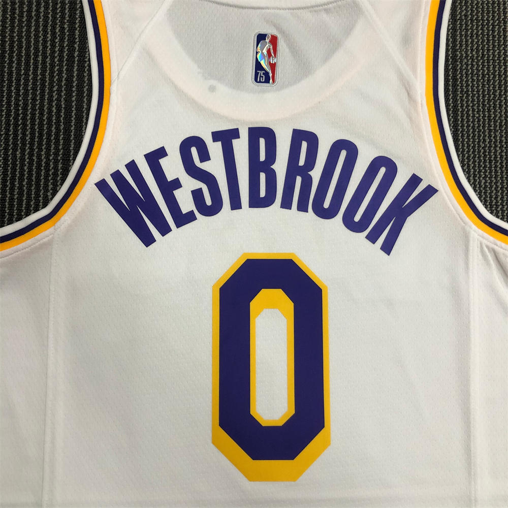 NBA Los Angeles Lakes Round Neck 75th anniversary White Jersey WESTBROOK#0 S-XXL