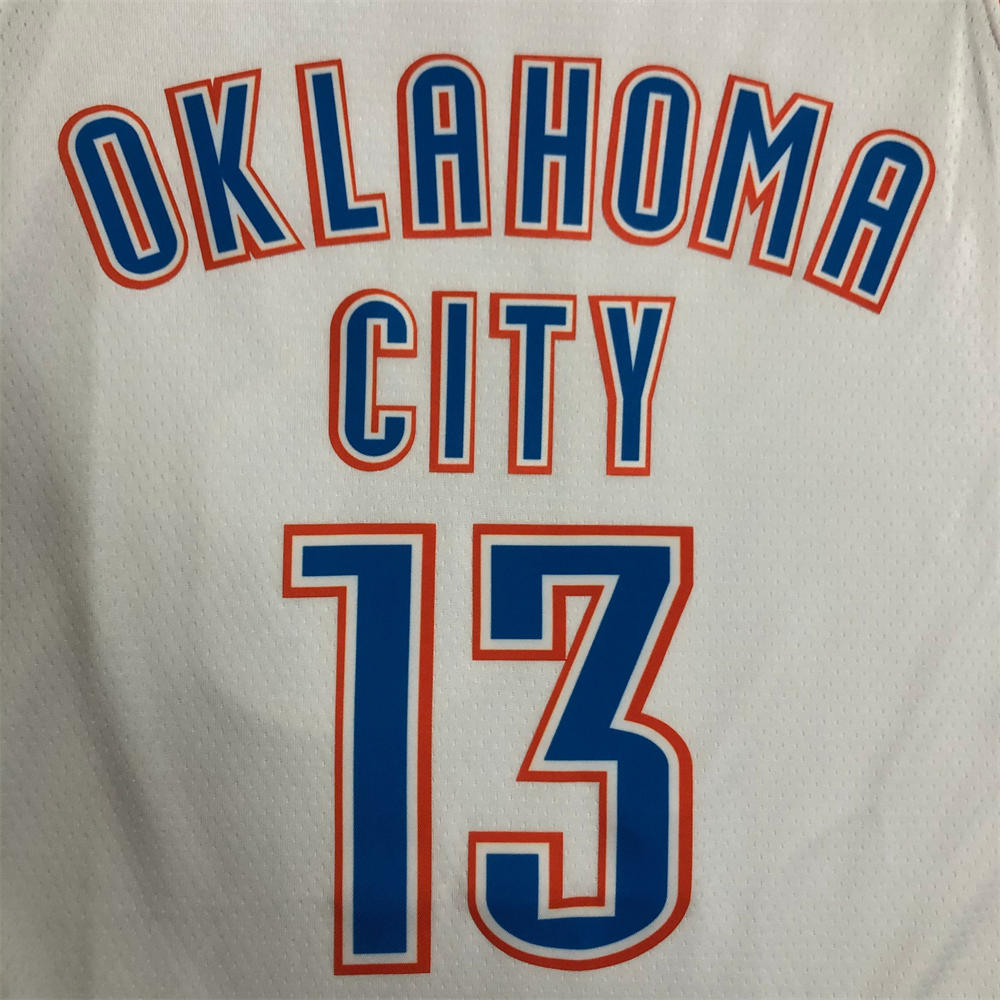 NBA Oklahoma City Thunder V-Neck White Jersey GEORGE#13 S-XXL