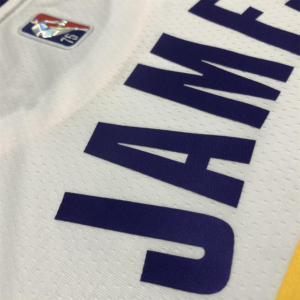 NBA Los Angeles Lakes Round Neck 75th anniversary White Jersey JAMES#23 S-XXL