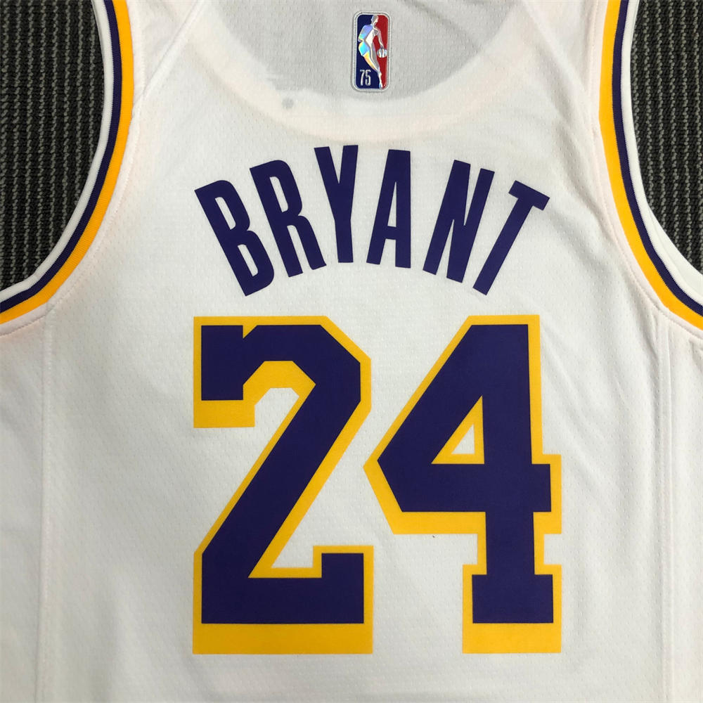 NBA Los Angeles Lakes Round Neck 75th anniversary White Jersey BRYANT#24 S-XXL