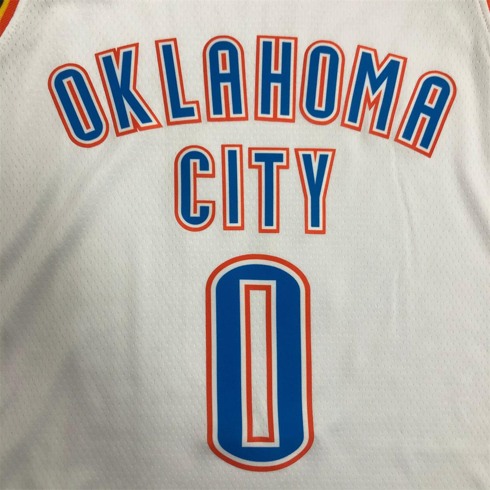 NBA Oklahoma City Thunder V-Neck White Jersey WESTBROOK#0 S-XXL