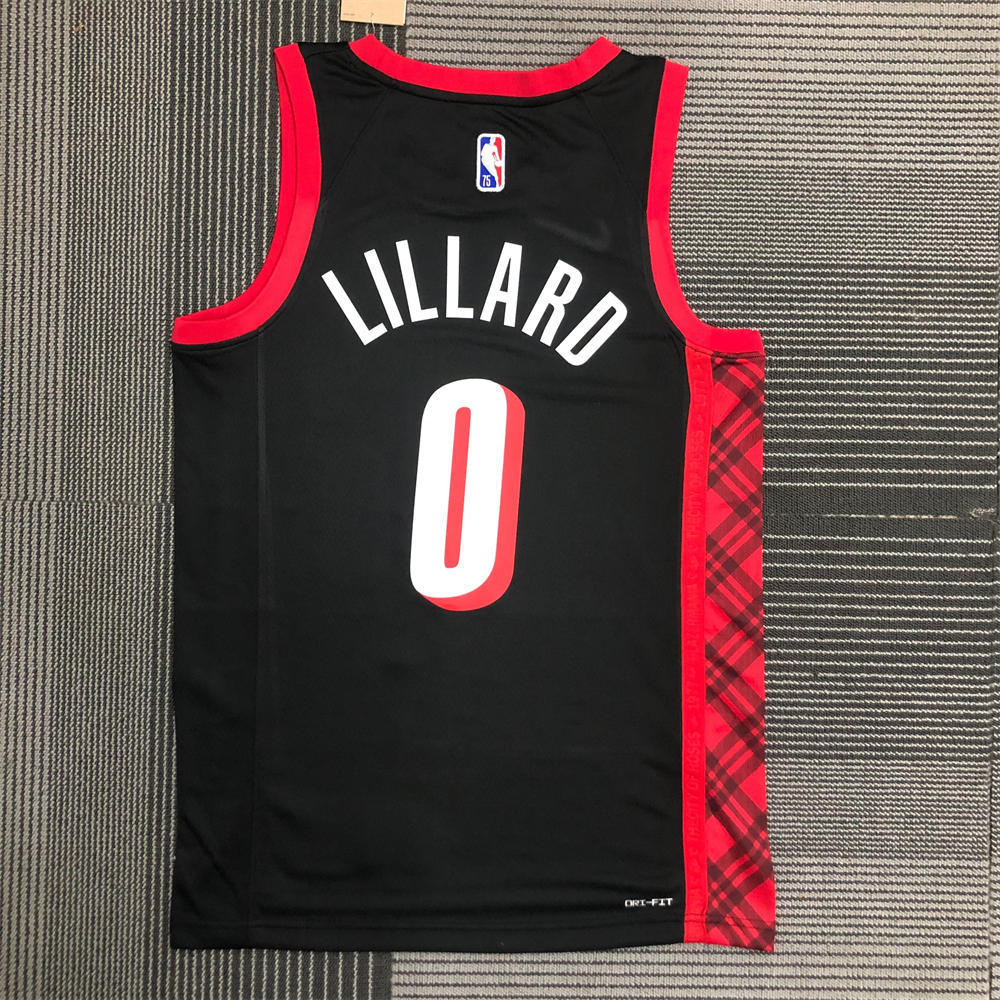 NBA Portland Trail Blazers Round Neck Black Jersey LILLARD#0 S-XXL