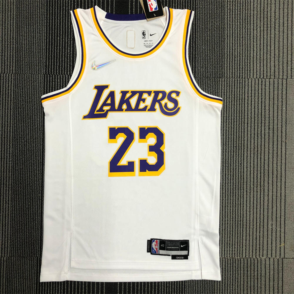 NBA Los Angeles Lakes Round Neck 75th anniversary White Jersey JAMES#23 S-XXL