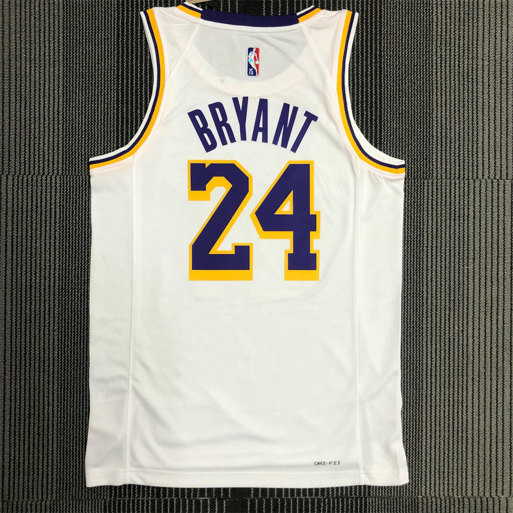 NBA Los Angeles Lakes Round Neck 75th anniversary White Jersey BRYANT#24 S-XXL