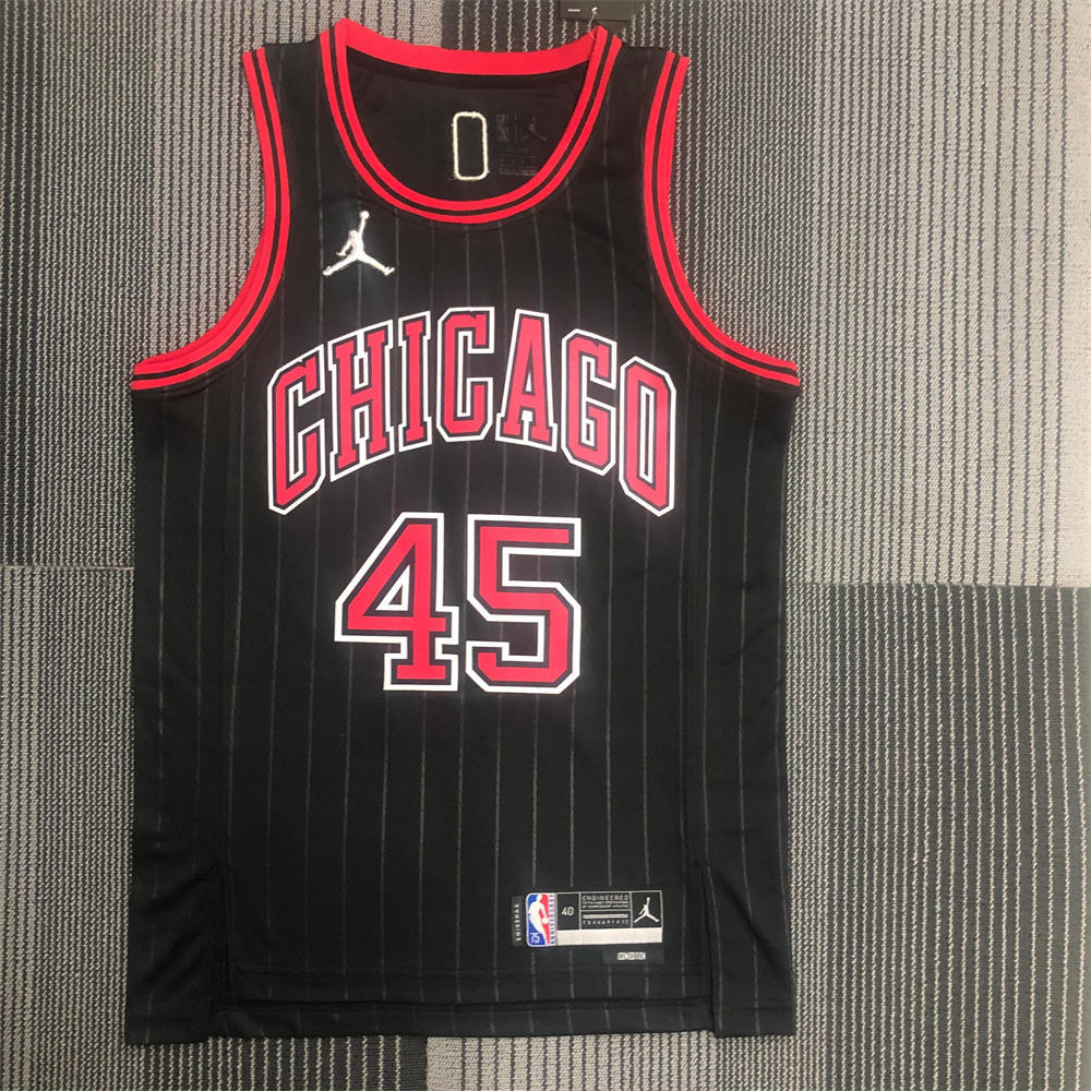 NBA Chicago Bulls Round Neck Black 75th AnniversaryJersey JORDAN#45 S-XXL