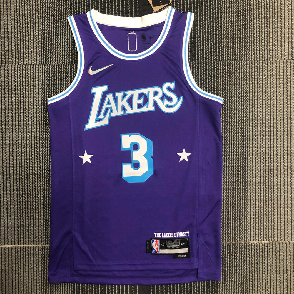NBA Los Angeles Lakes Round Neck 75th anniversary Purple Jersey DAVIS#3 S-XXL