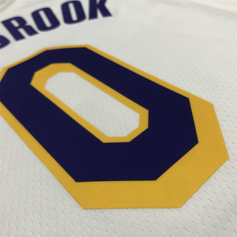 NBA Los Angeles Lakes Round Neck 75th anniversary White Jersey WESTBROOK#0 S-XXL