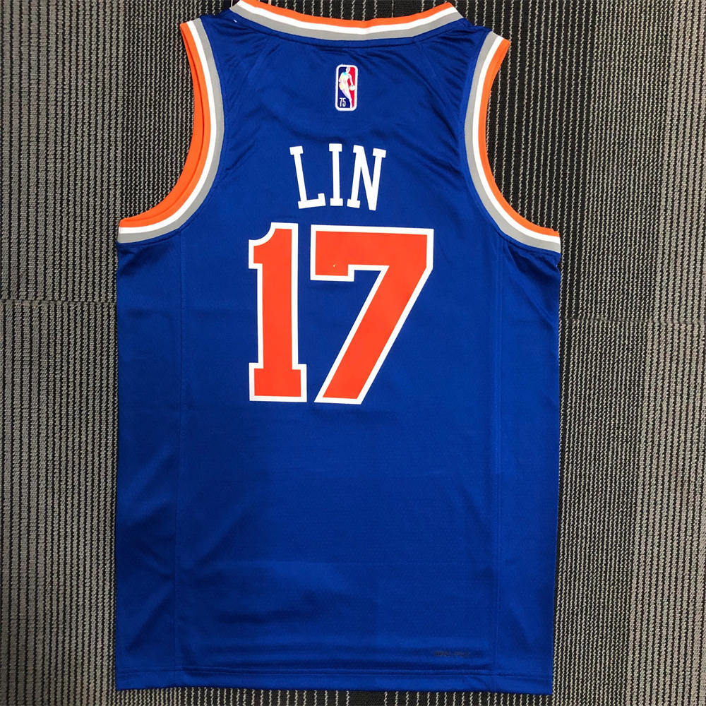 NBA New York Knicks Round Neck Blue 75th Anniversary jersey LIN#17 S-XXL