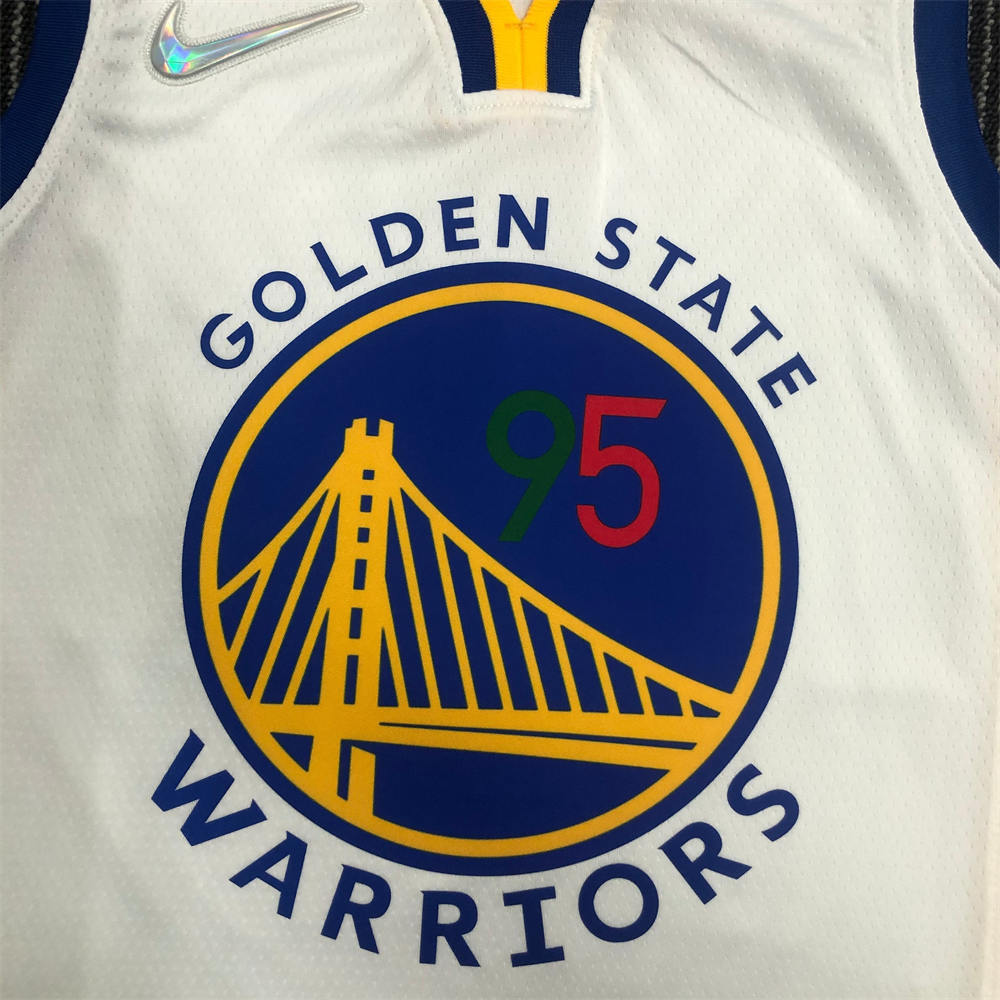 NBA Golden State Warriors V-Neck Mexico Edition 75th Anniversary White Jersey TOSCANO#95 S-XXL
