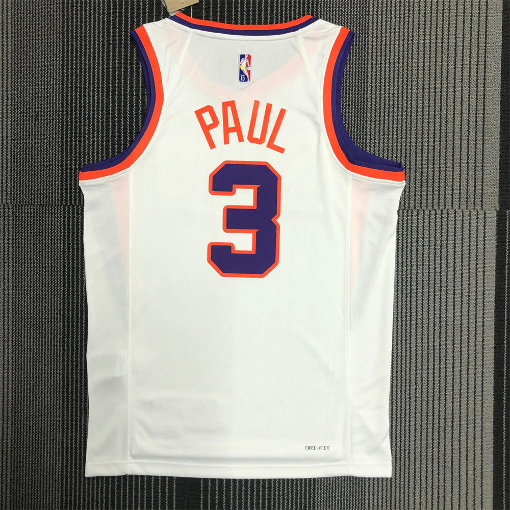 NBA Phoenix Suns V-Neck White 75th Anniversary PAUL#3 jersey S-XXL