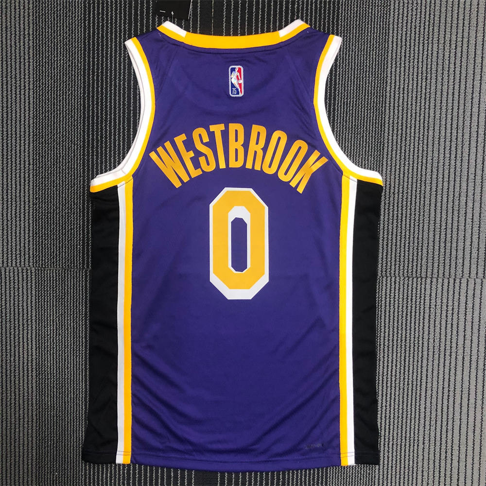 NBA Los Angeles Lakes Round Neck 75th anniversary Purple JORDAN Edition WESTBROOK#0 Jersey S-XXL
