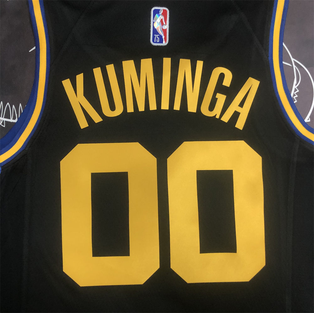 NBA Golden State Warriors V-Neck 75th anniversary Black Jersey KUMINGA#00 S-XXL
