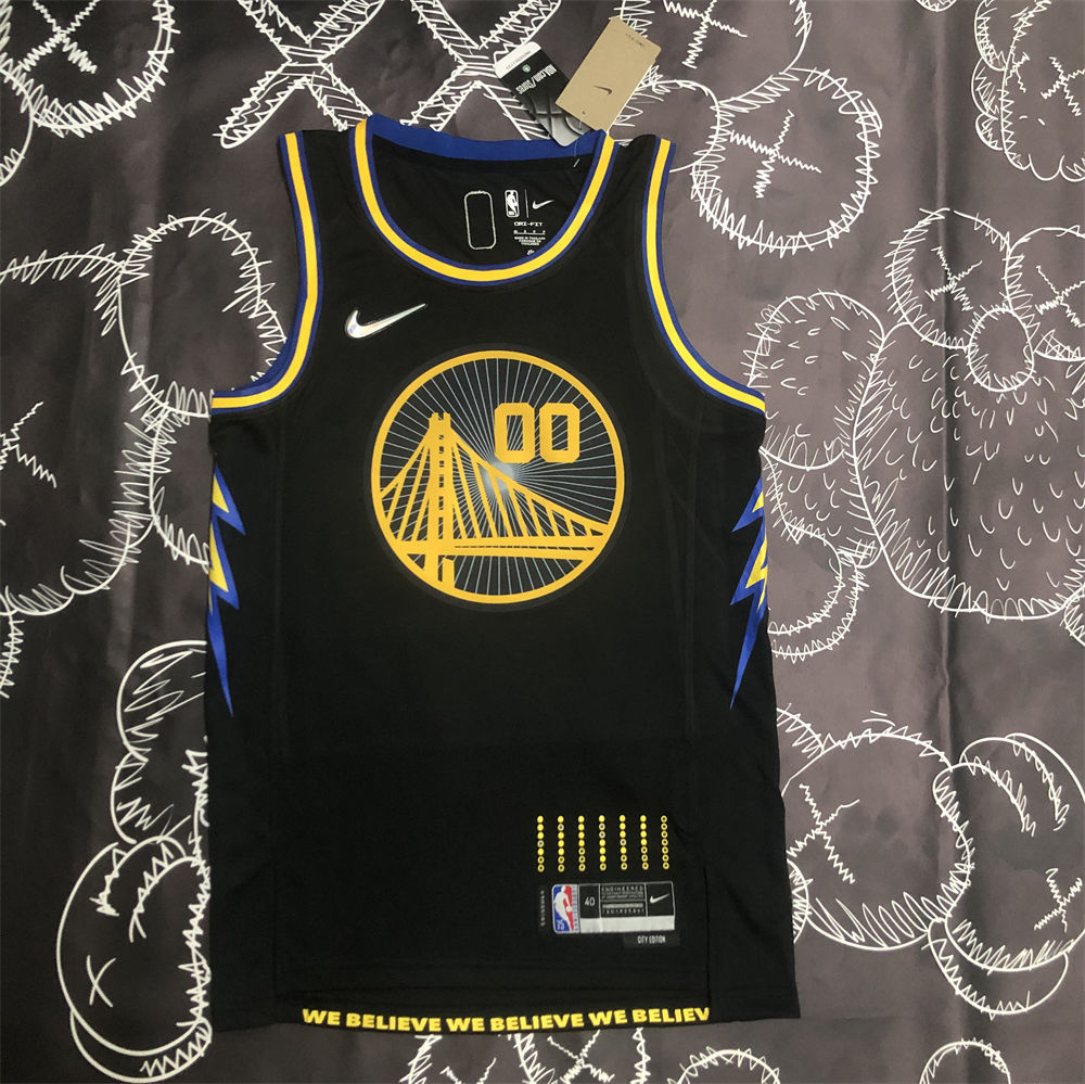 NBA Golden State Warriors V-Neck 75th anniversary Black Jersey KUMINGA#00 S-XXL