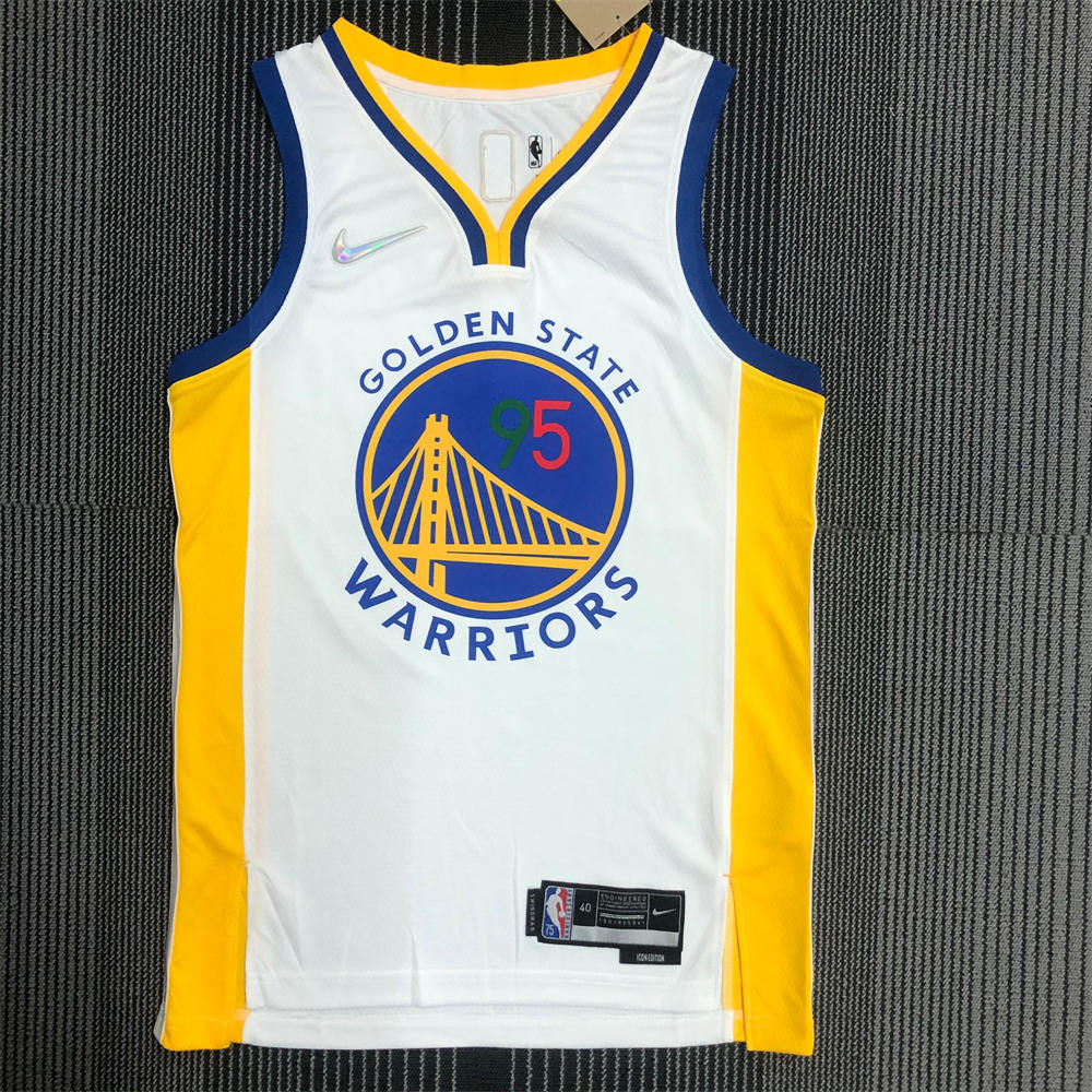 NBA Golden State Warriors V-Neck Mexico Edition 75th Anniversary White Jersey TOSCANO#95 S-XXL