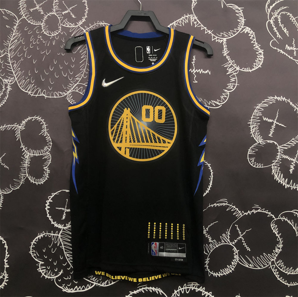 NBA Golden State Warriors V-Neck 75th anniversary Black Jersey KUMINGA#00 S-XXL