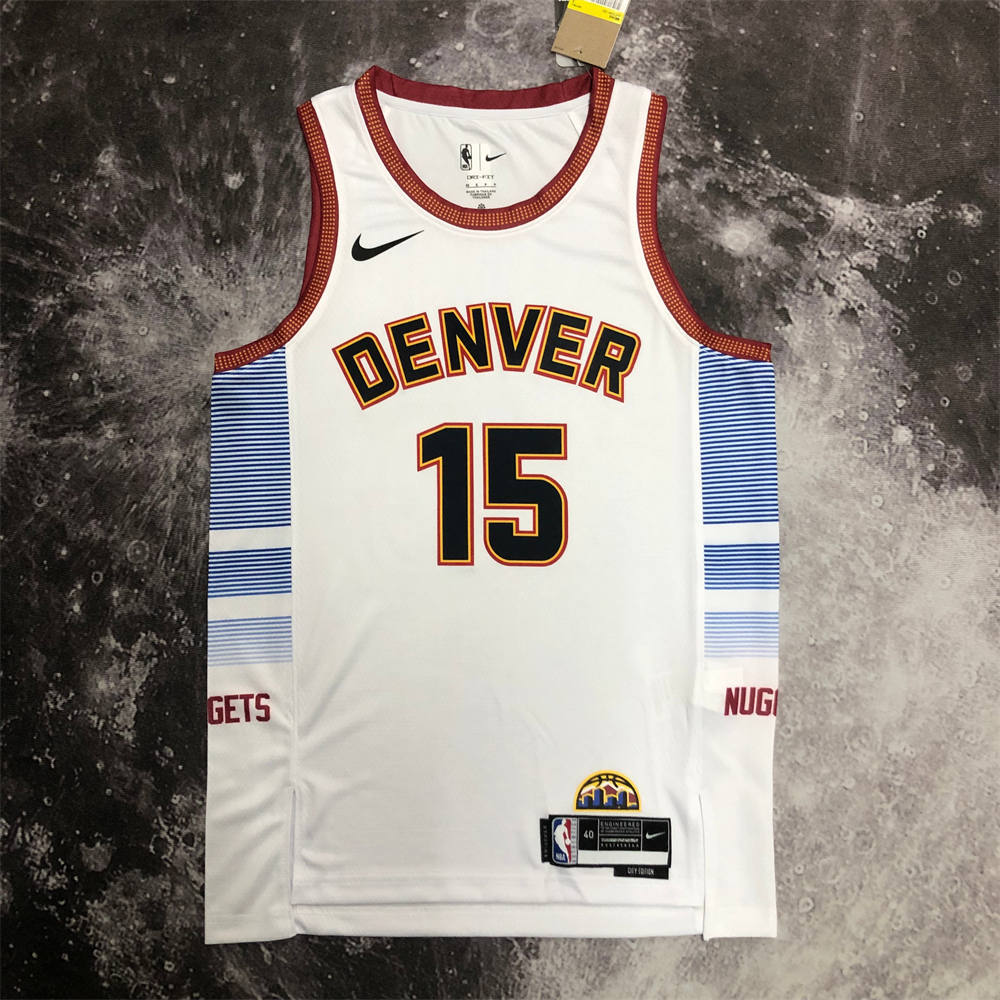 NBA Denver Nuggets Round Neck White jersey Jokić#15 S-XXL