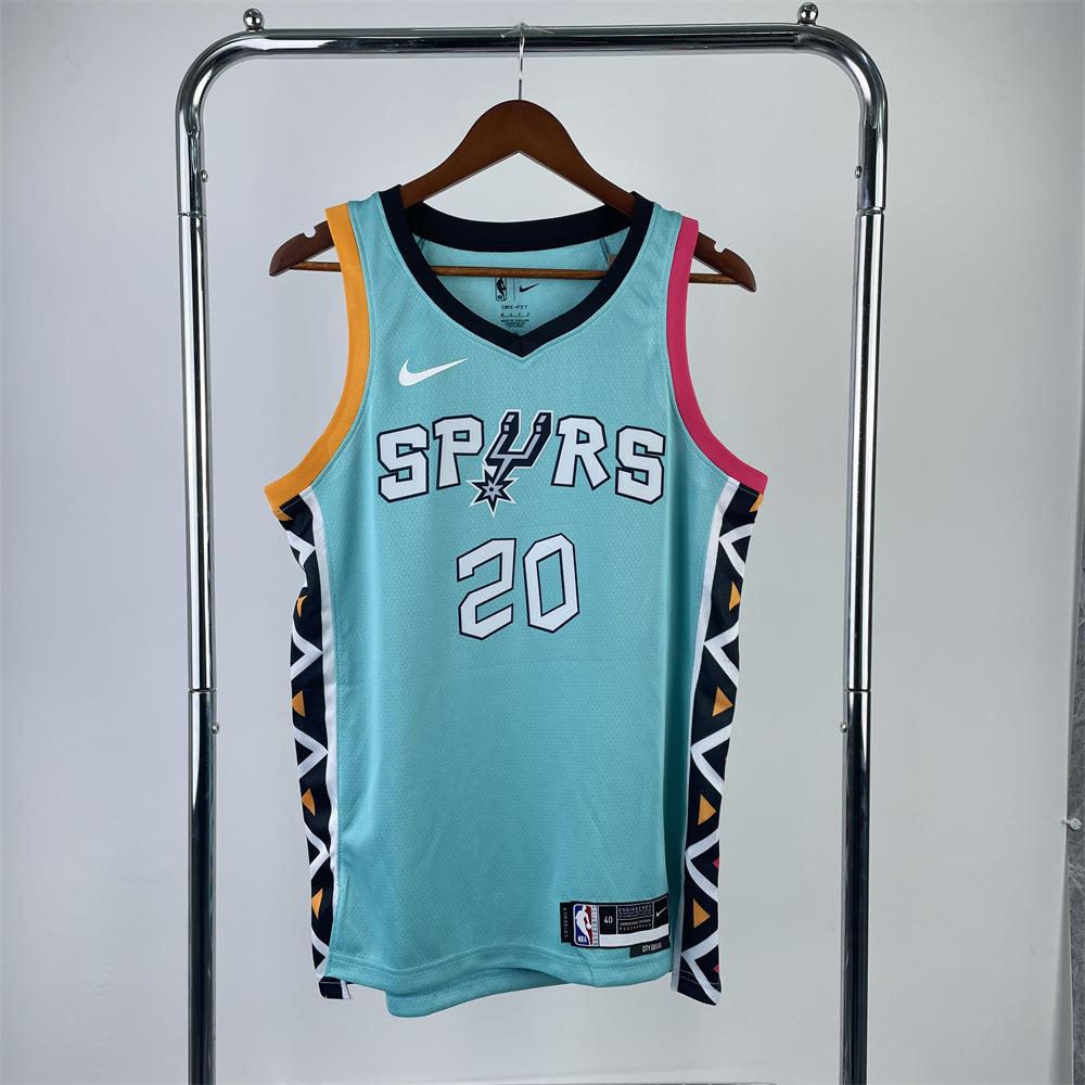 NBA San Antonio Spurs V-Neck Cyan jersey GINOBILI#20 S-XXL