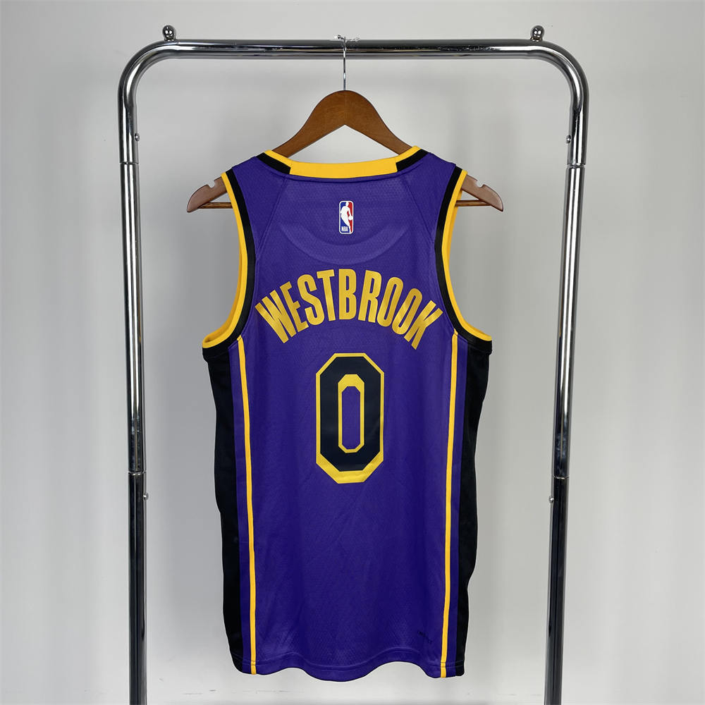 NBA Los Angeles Lakes Round Neck Purple Jersey WESTBROOK#0 S-XXL